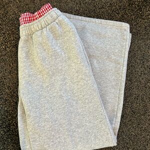 Edikted for Urban Outfitters Gray Sweatpants with Red Checkered detailing
